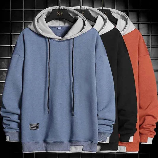Men's Black Oversized Graphic Print Cotton Pullover Hoodie