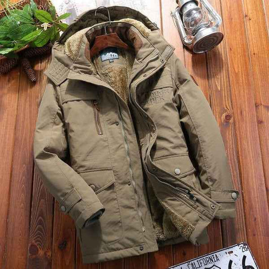 Men's Quilted Oversized Hooded Padded Jacket Winter Essential Beige