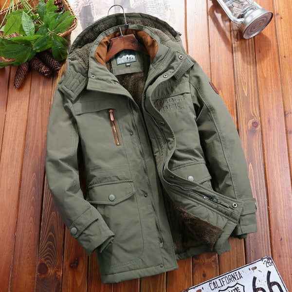 Men's Oversized Jacket – Padded, Fleece Lined, Hooded with Multiple Pockets Green