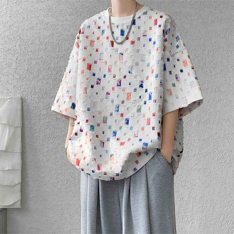 Men's Oversized Mosaic Shirt White