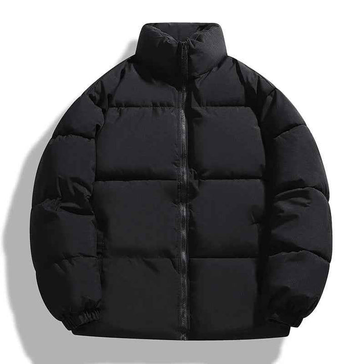 Men's Oversized Puffer Jacket – Padded, High Collar, Water-Repellent Black