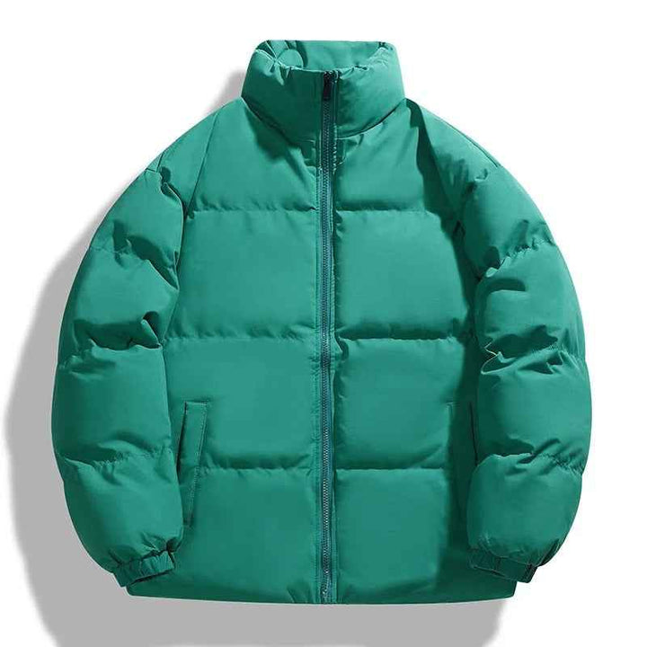 Men's Oversized Puffer Jacket – Padded, High Collar, Water-Repellent Green