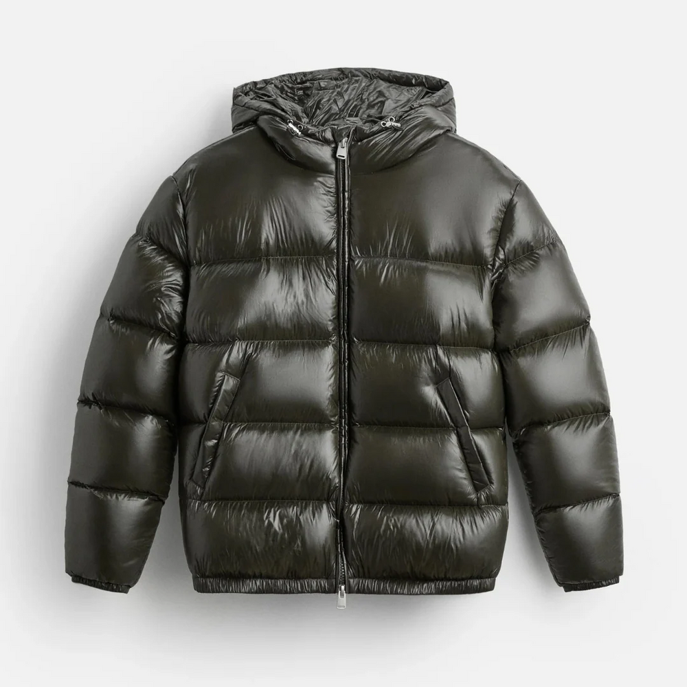 Men's Oversized Puffer Jacket – Water-Repellent Quilted Design with Hood Green