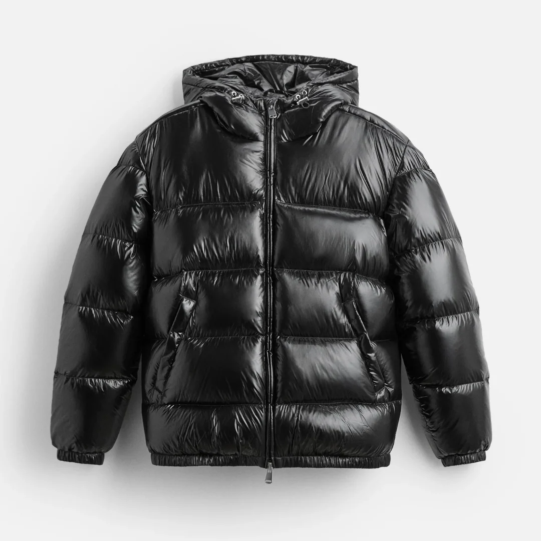 Men's Oversized Puffer Jacket – Water-Repellent Quilted Design with Hood Black