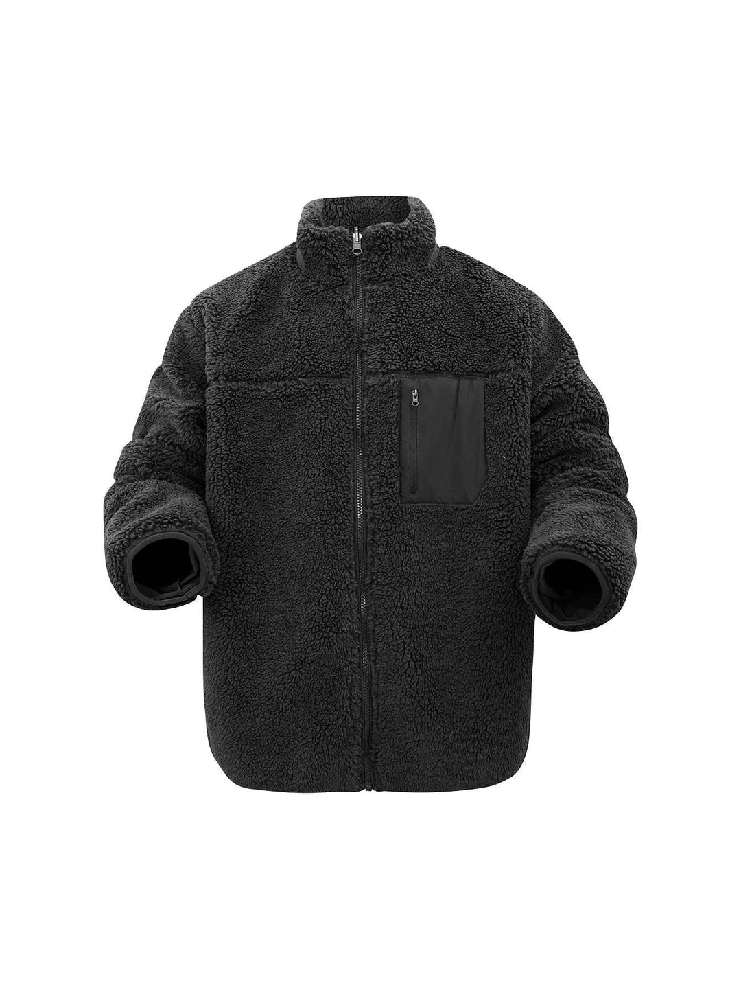 Men's Oversized Sherpa Fleece Jacket Black