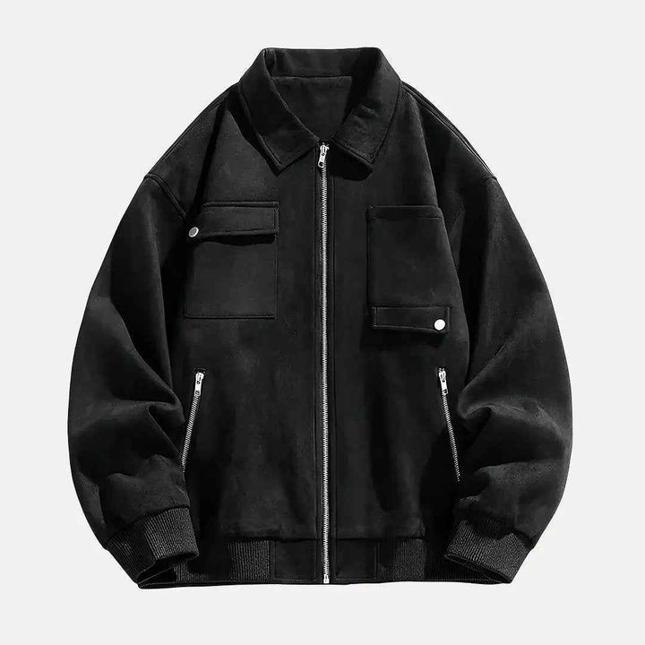 Men's Oversized Suede Jacket Black