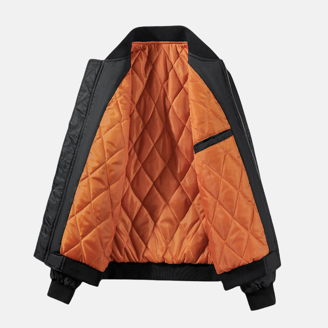 Men's Padded Bomber Jacket – Relaxed Fit with Ribbed Trims & Zippered Sleeve Pocket