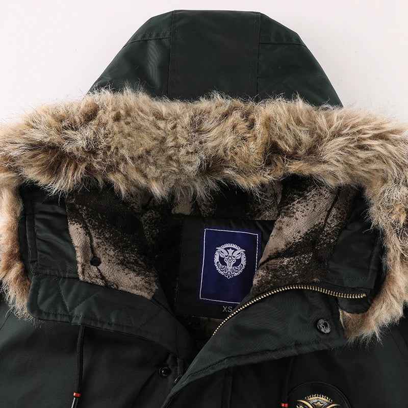 Men's Padded Hooded Bomber Jacket | Fur Trimmed Relaxed Fit Outerwear
