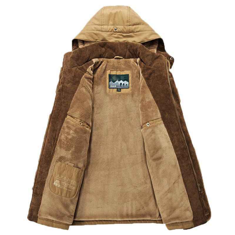 Men's Padded Hooded Winter Jacket with Multiple Pockets