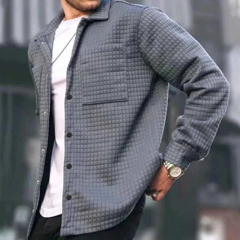 Men's Padded Overshirt Jacket – Relaxed Fit – Casual Button-Up Grey