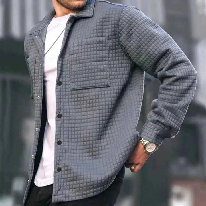 Men's Padded Overshirt Jacket – Relaxed Fit – Casual Button-Up Grey
