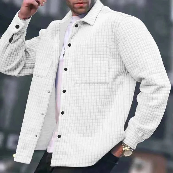 Men's Padded Overshirt Jacket – Relaxed Fit – Casual Button-Up White