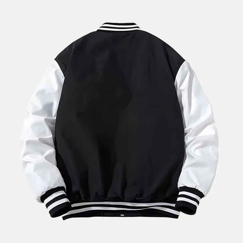 Men's Patchwork Detachable Hood Varsity Jacket