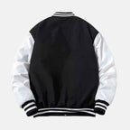 Men's Patchwork Detachable Hood Varsity Jacket