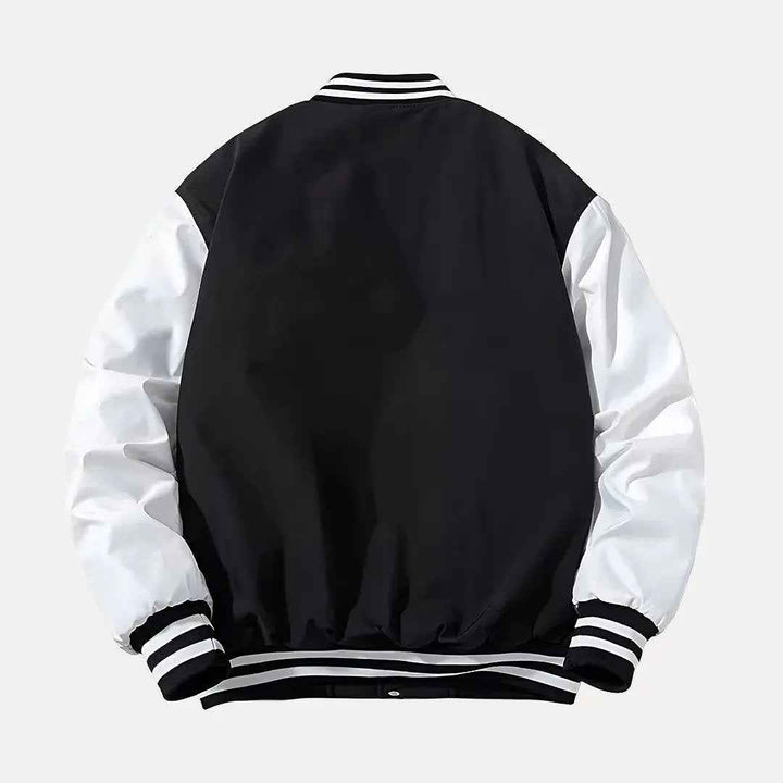 Men's Patchwork Detachable Hood Varsity Jacket