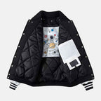 Men's Patchwork Detachable Hood Varsity Jacket