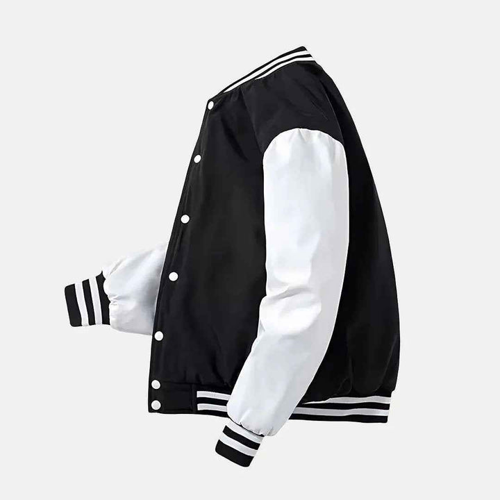 Men's Patchwork Detachable Hood Varsity Jacket