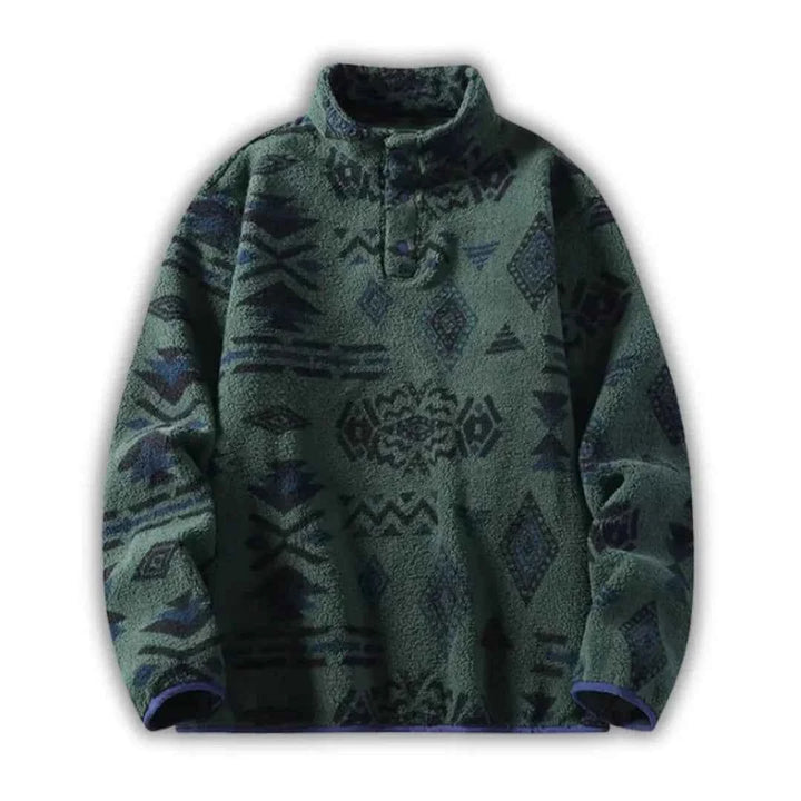 Men’s Patterned Fleece Quarter-Zip Pullover Forest