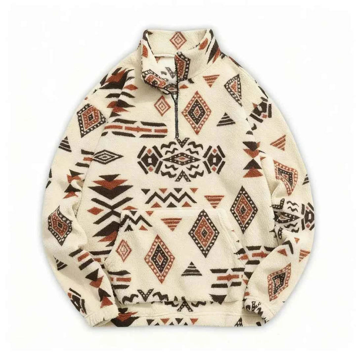 Men’s Patterned Fleece Quarter-Zip Pullover Desert
