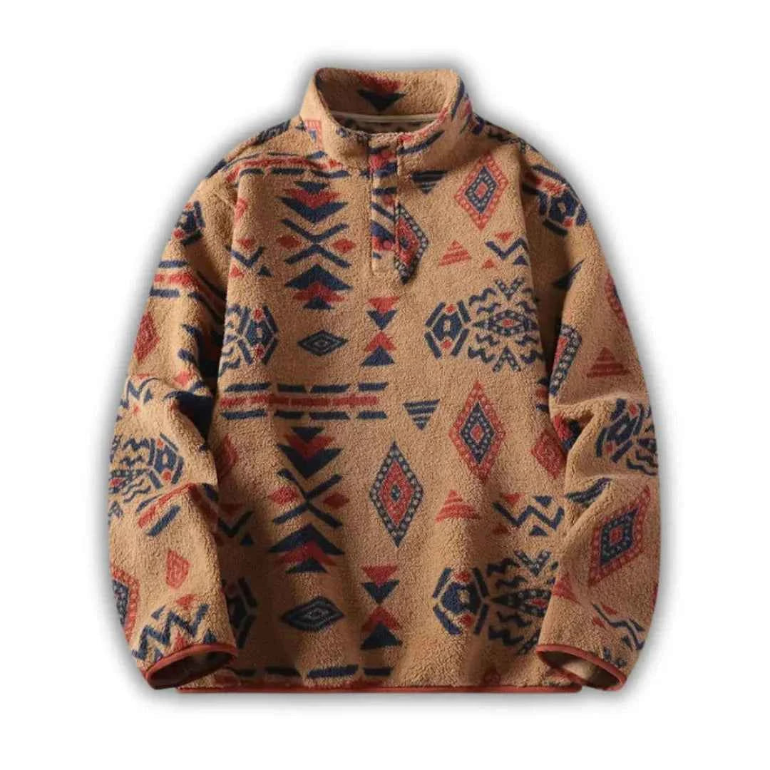 Men’s Patterned Fleece Quarter-Zip Pullover Canyon