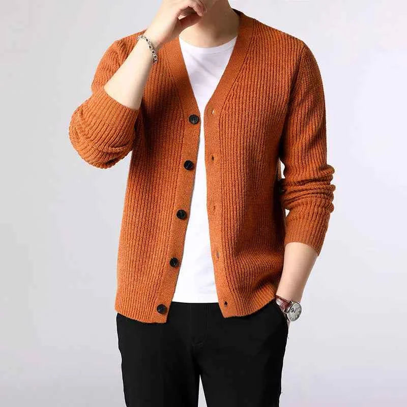 Men's Pembroke Ribbed Cardigan Orange