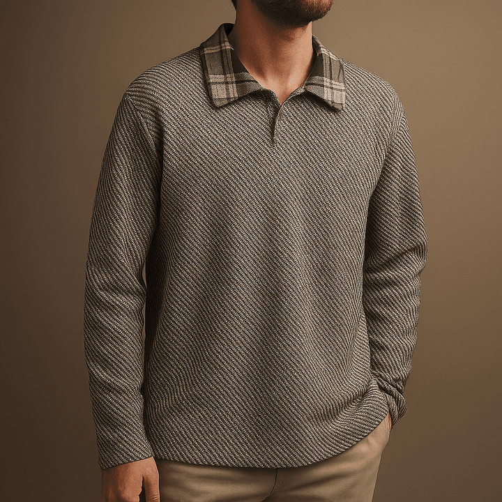 Men's Plaid Collar Sweatshirt