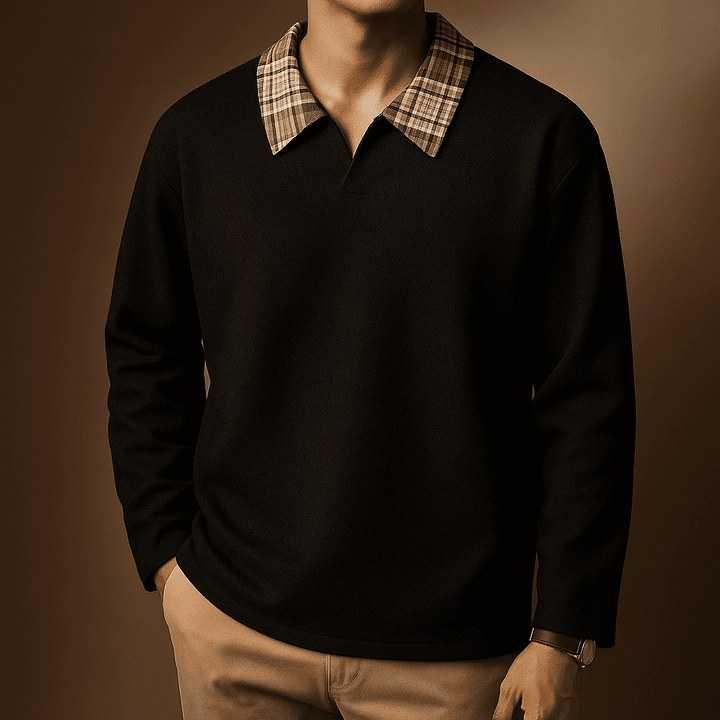 Men's Plaid Collar Sweatshirt