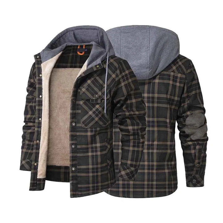 Men's Plaid Hooded Outdoor Jacket