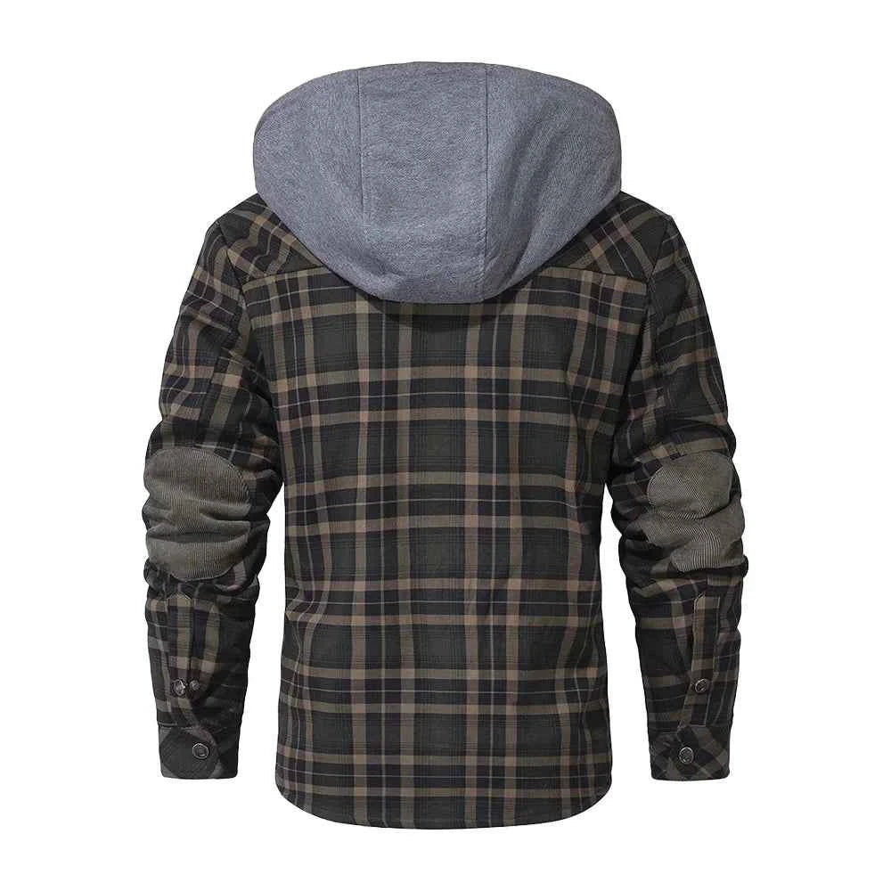Men's Plaid Hooded Outdoor Jacket