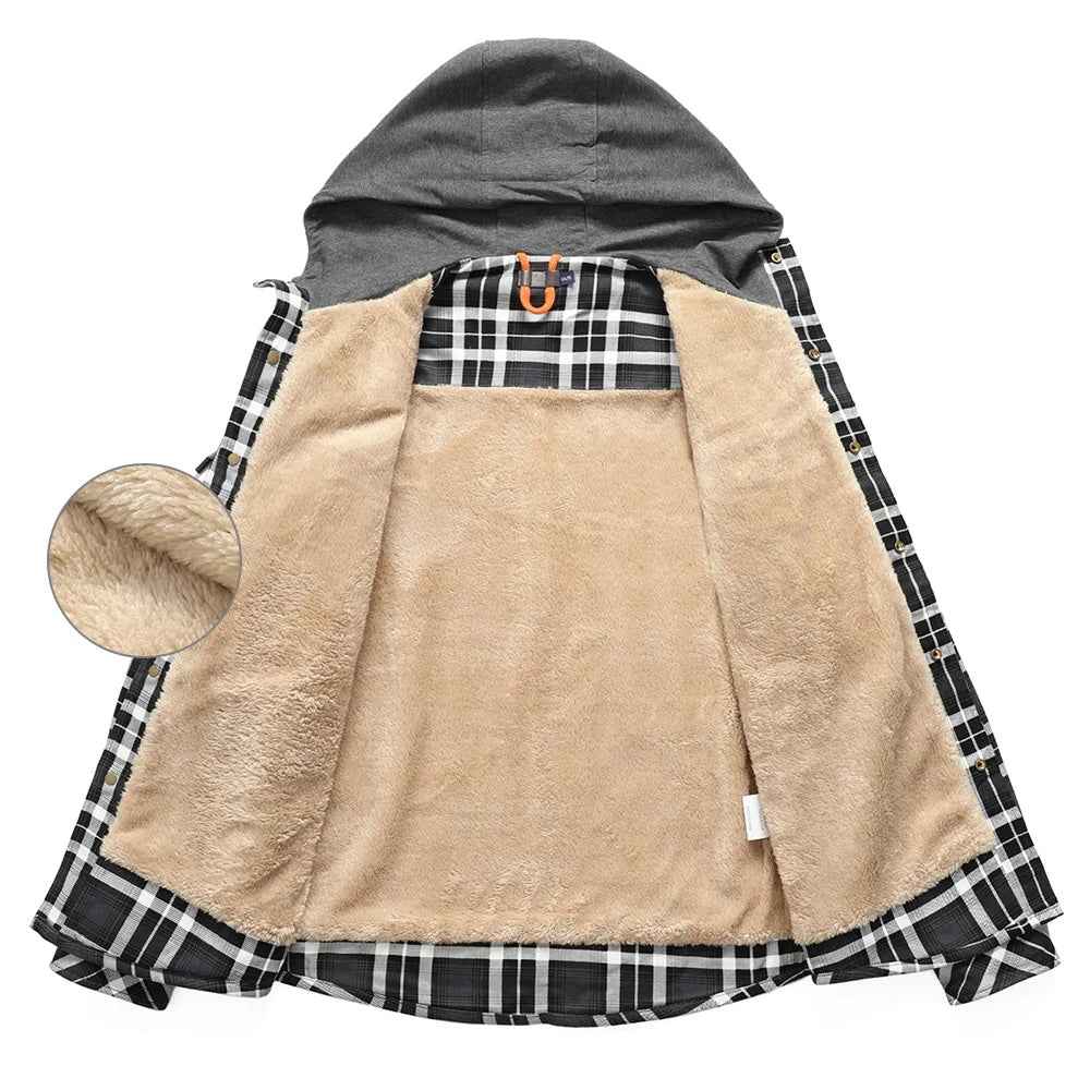 Men's Plaid Hooded Outdoor Jacket