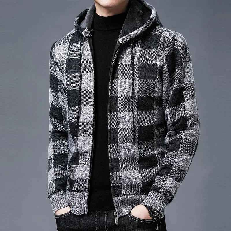 Men's Plaid Zip Jacket - Westbury Style Gray