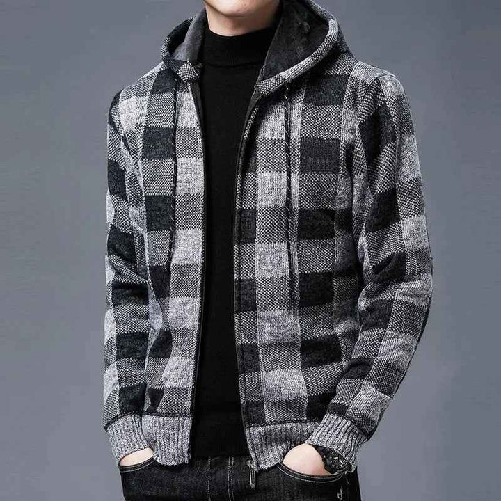 Men's Plaid Zip Jacket - Westbury Style Gray