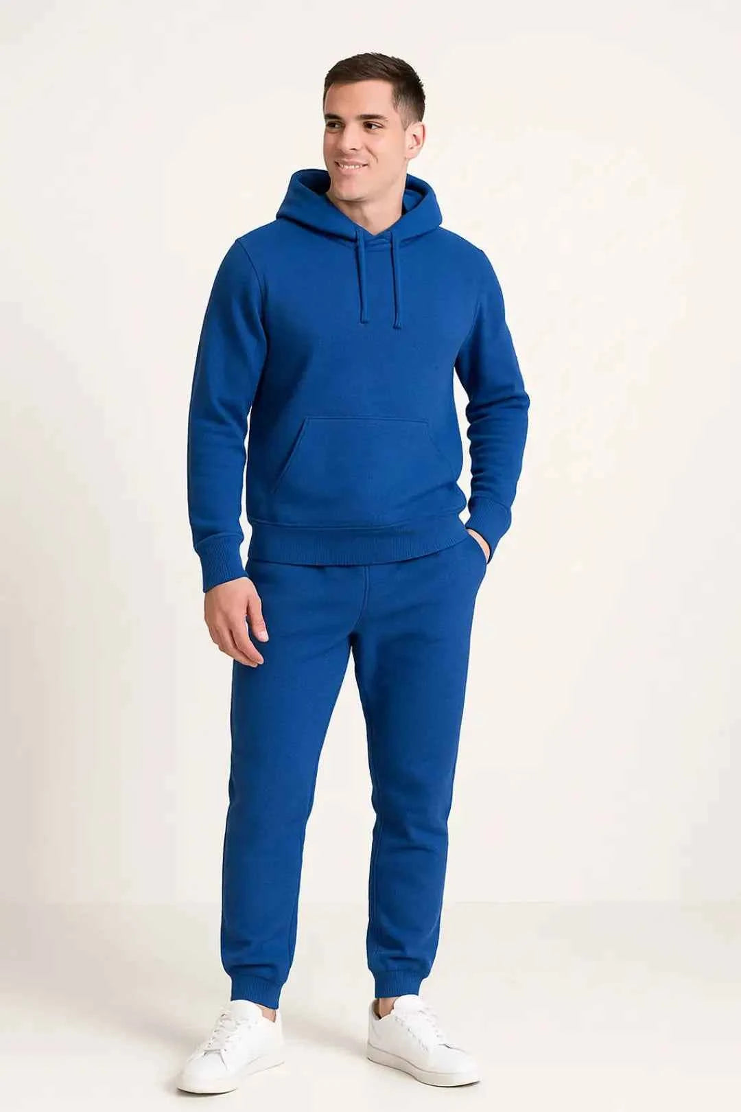 Men's Cotton Tracksuit Relaxed Drawstring Black Winter Hood