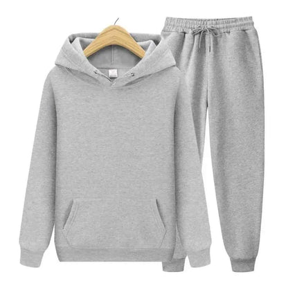 Men's Cotton Tracksuit Relaxed Drawstring Black Winter Hood Gray
