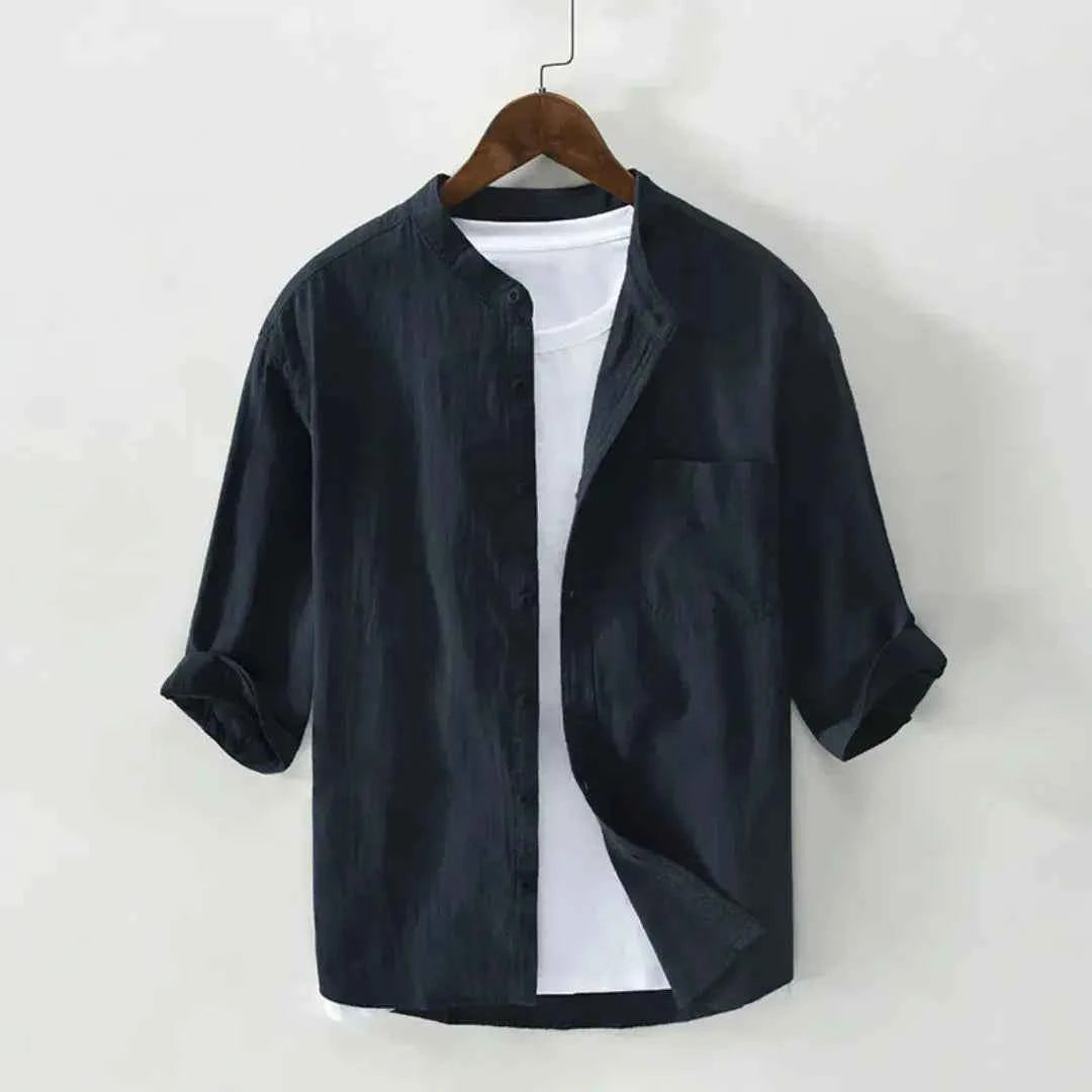 Men's Premium Linen Shirt - Stylish & Comfortable Dark Blue