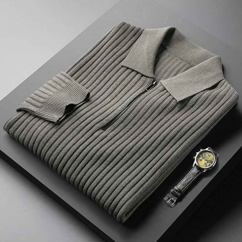 Men's Premium Polo Sweater - Remy Style Grey
