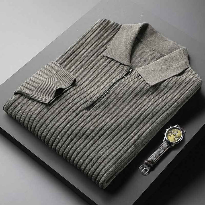 Men's Premium Polo Sweater - Remy Style Grey