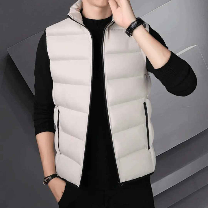 Men's Puffer Vest - Stylish & Warm Outerwear Khaki
