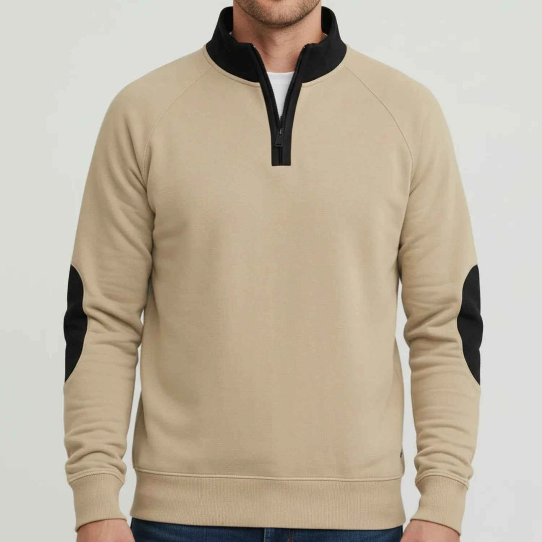Men's Quarter Zip Elbow Patch Sweater