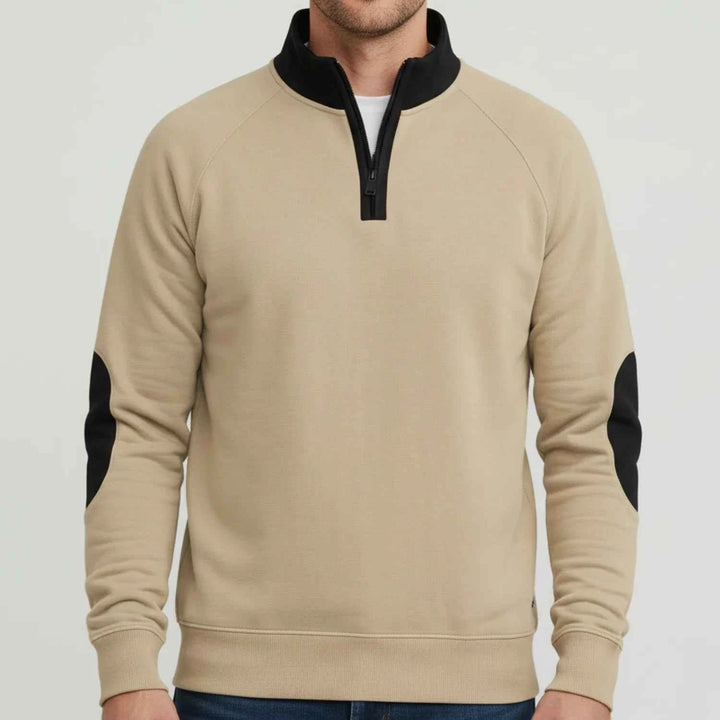 Men's Quarter Zip Elbow Patch Sweater