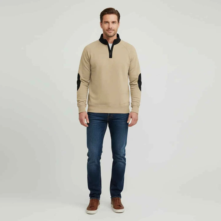 Men's Quarter Zip Elbow Patch Sweater
