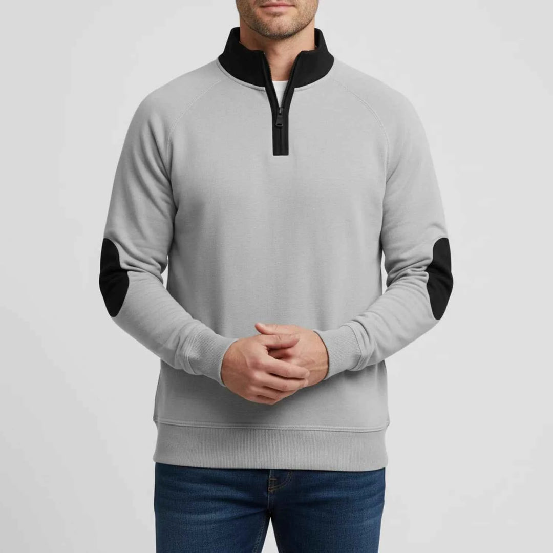 Men's Quarter Zip Elbow Patch Sweater