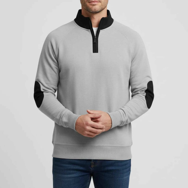 Men's Quarter Zip Elbow Patch Sweater