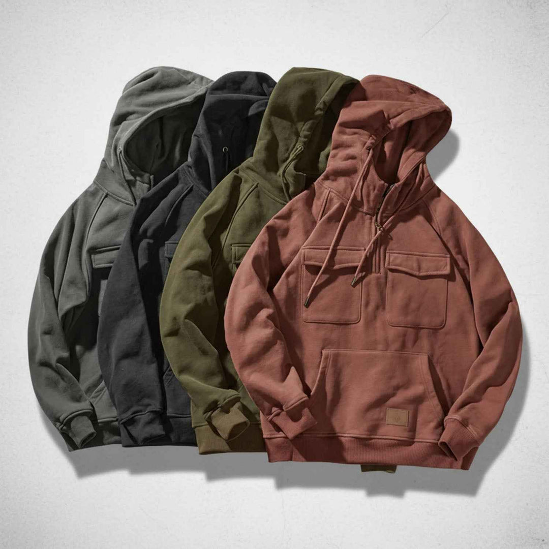 Men's Quarter-Zip Hoodie | Cozy Pullover with Zip Neck
