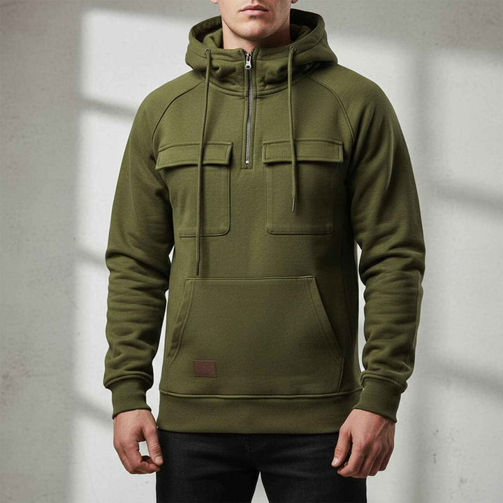 Men's Quarter-Zip Hoodie | Cozy Pullover with Zip Neck