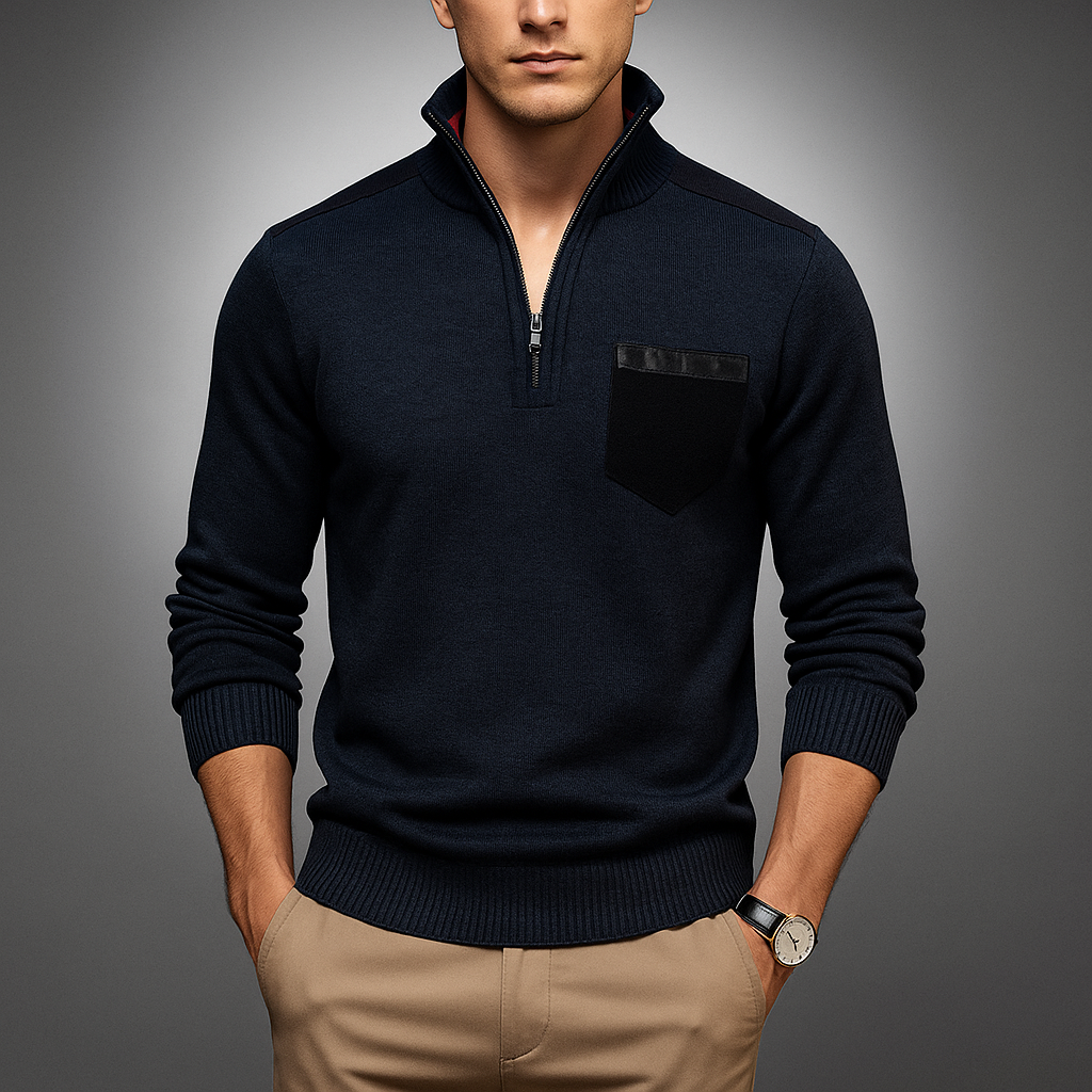 Men's Quarter Zip Pullover - Stylish & Comfortable Blue
