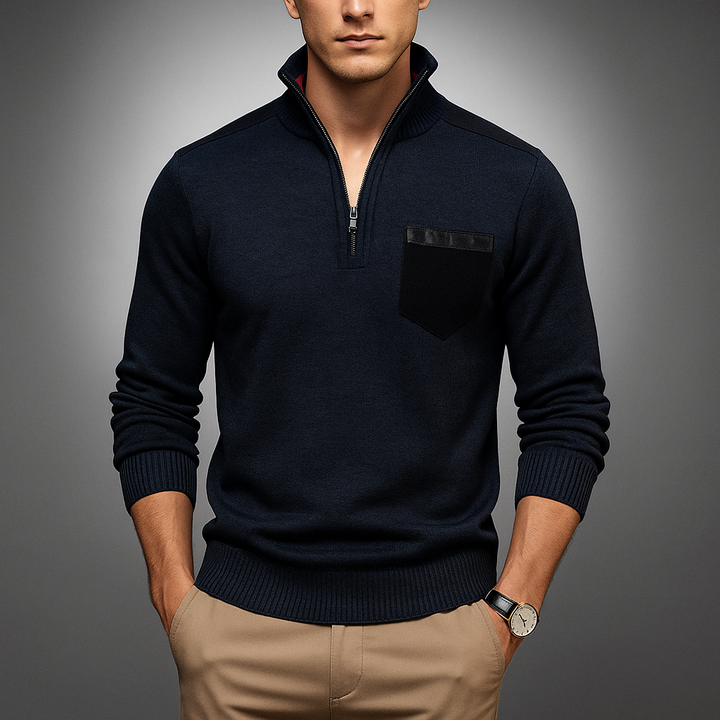 Men's Quarter Zip Pullover - Stylish & Comfortable Blue