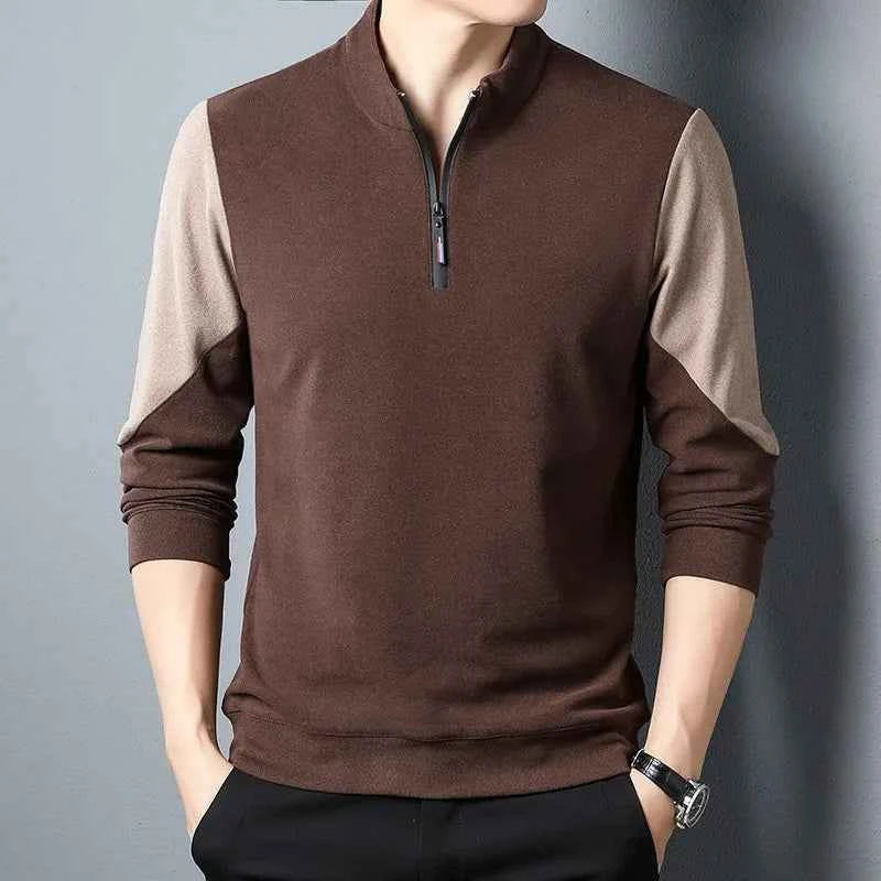 Men's Quarter Zip Pullover - Stylish & Comfortable Dark Brown