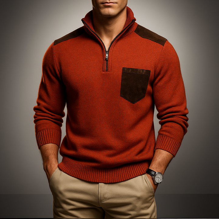 Men's Quarter Zip Pullover - Stylish & Comfortable Red