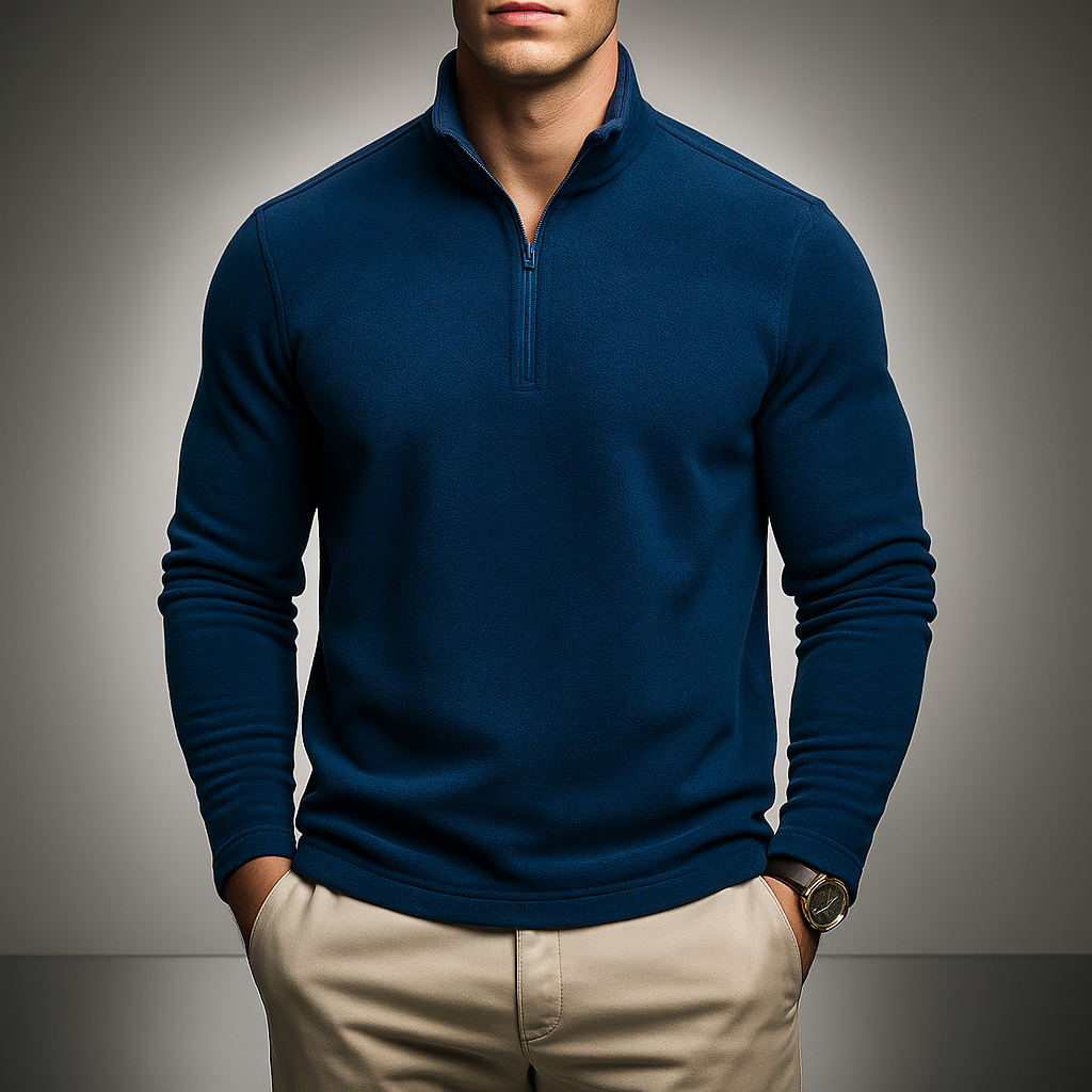 Men's Quarter Zip Pullover - Stylish and Comfortable Blue